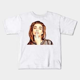 Girl with middle finger Kids T-Shirt